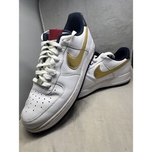 AUTHENTIC NIKE AIR FORCE ONE 1 CORE MEN’S SIZE 12-WHITE/METALLIC GOLD/OBSIDIAN